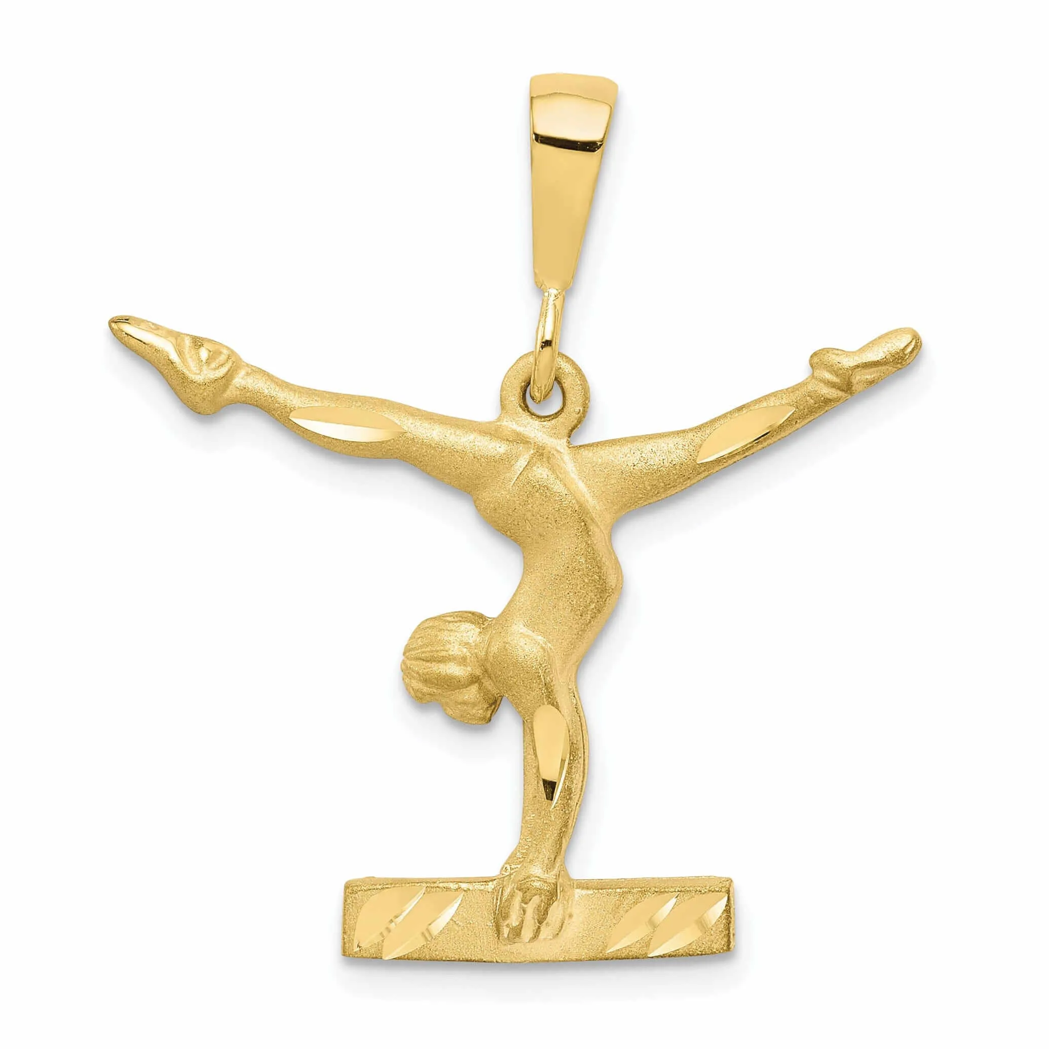 10k Yellow Gold Satin Finish Gymnast Pendant