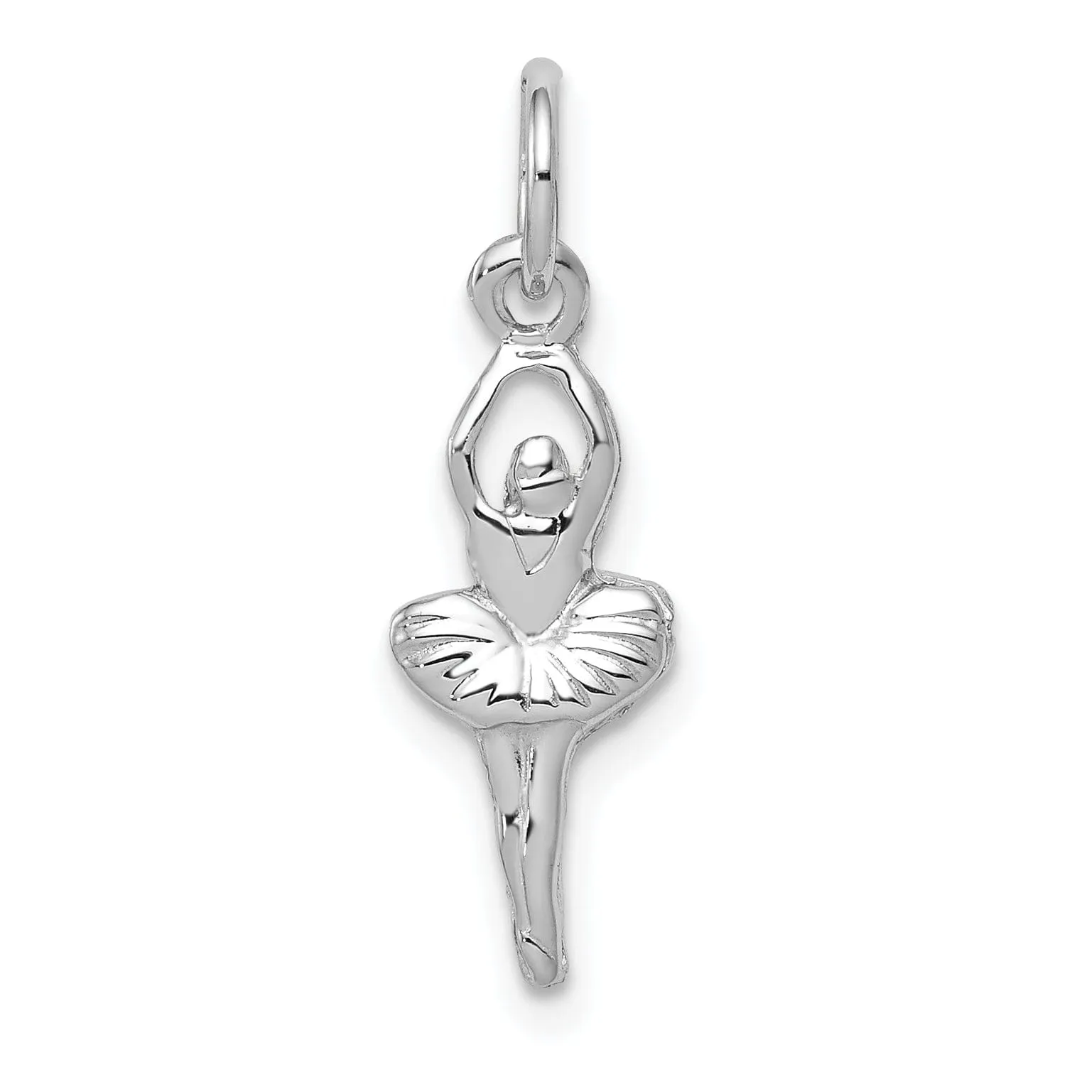 14k White Gold Polished Ballerina Charm Pendant