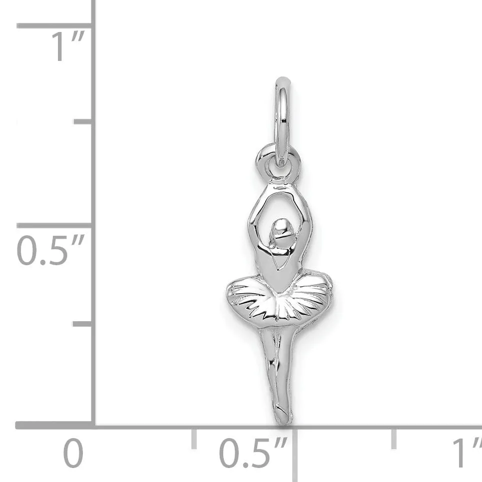 14k White Gold Polished Ballerina Charm Pendant