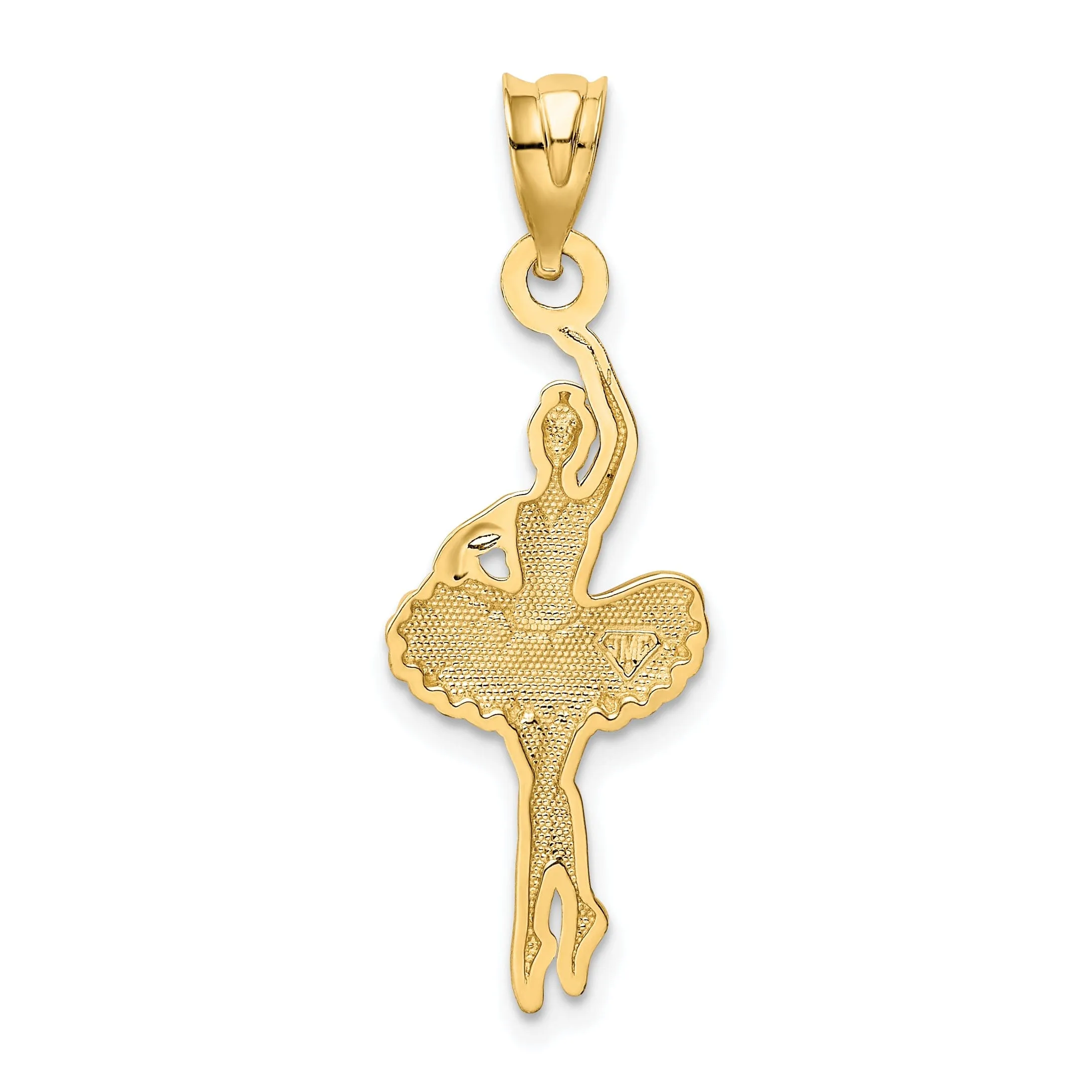 14k Yellow Gold Pink Enameled Ballerina Pendant