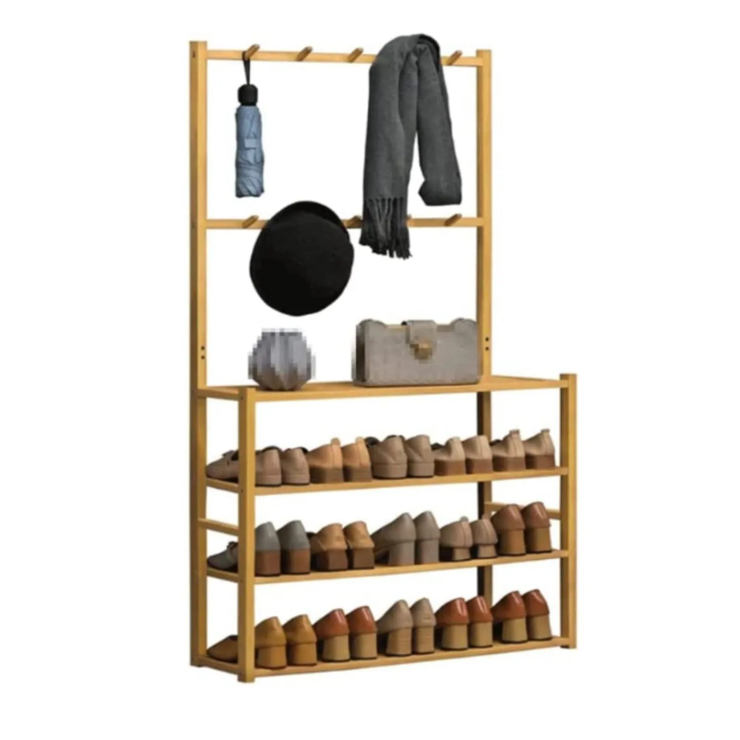 3-Tier Bamboo Shoe & Clothes Rack, 80cm - GOMINIMO