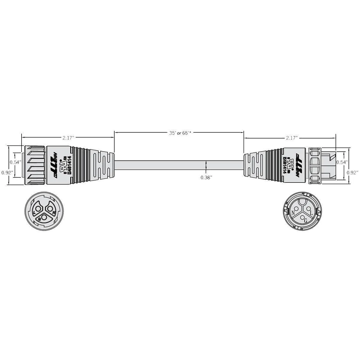 35 ft. Extension Cord For Keystone Sports Light Flood Fixtures