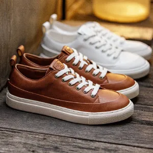 Advbridge 2023 Casual Leather Sport Shoes for Men White Walking Work Breathable Sneakers Low Top Lace Up Waterproof Skateboard Shoes