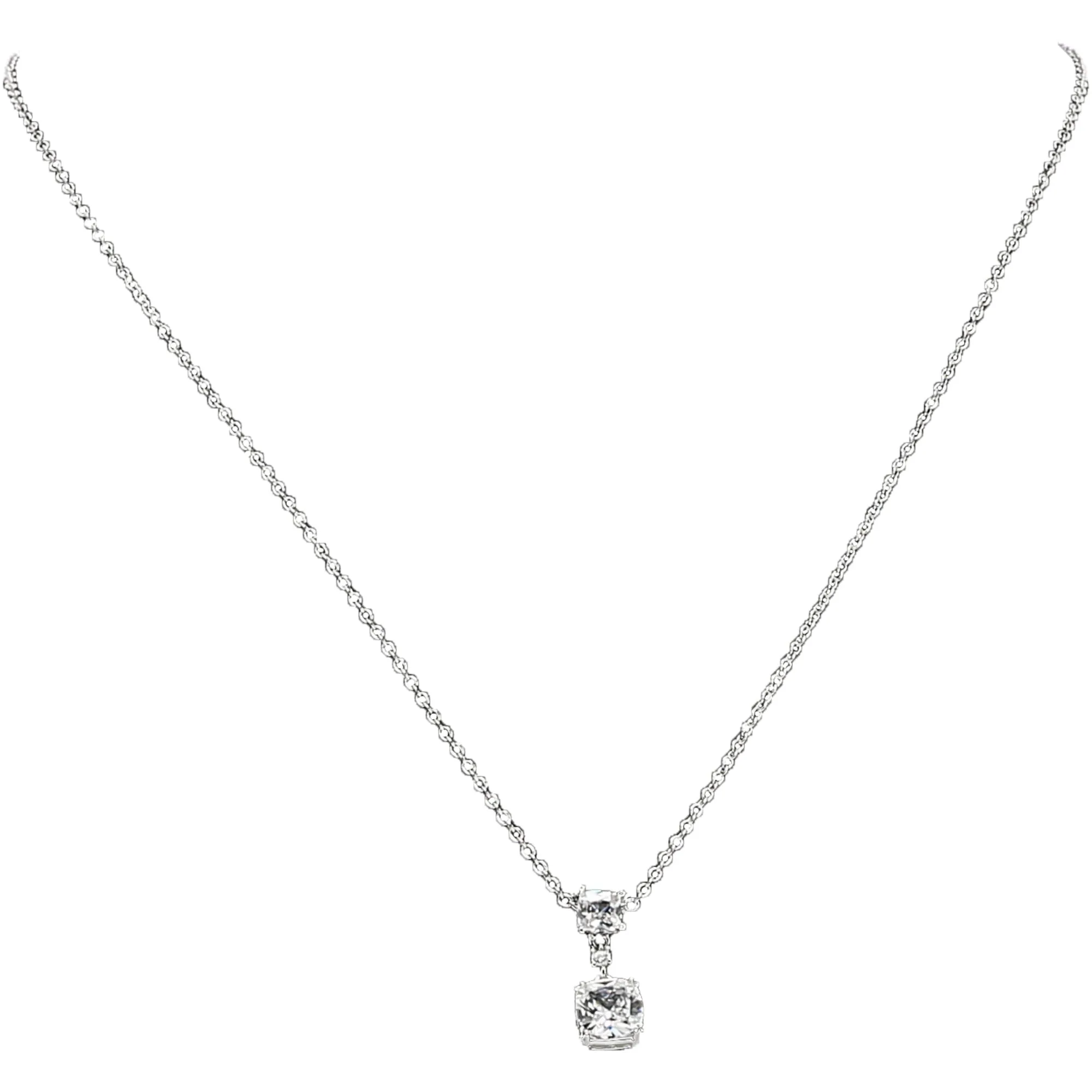 Amazing White Crystal 16.5"-18.5" White Gold Plated Necklace with Cubic Zirconia Stones