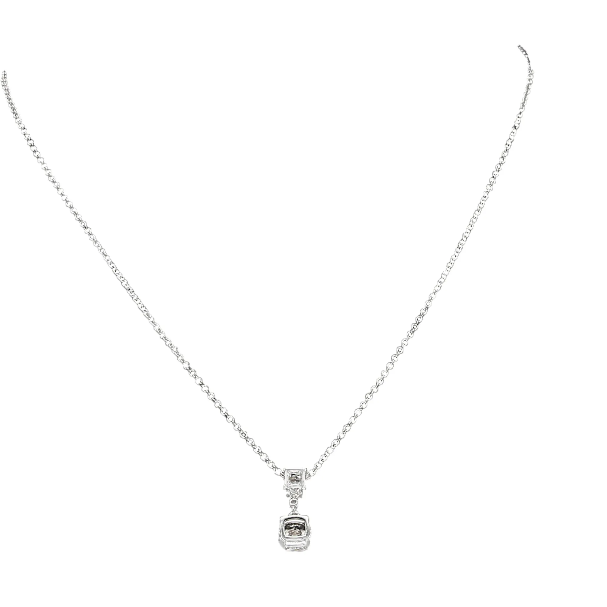 Amazing White Crystal 16.5"-18.5" White Gold Plated Necklace with Cubic Zirconia Stones