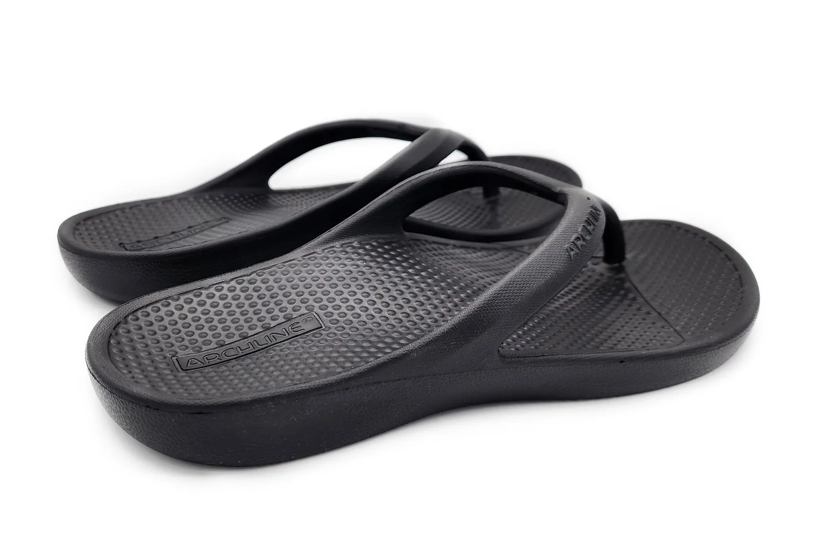 Archline Rebound Orthotic Foam Thongs Arch Support Flip Flops Orthopedic - Black