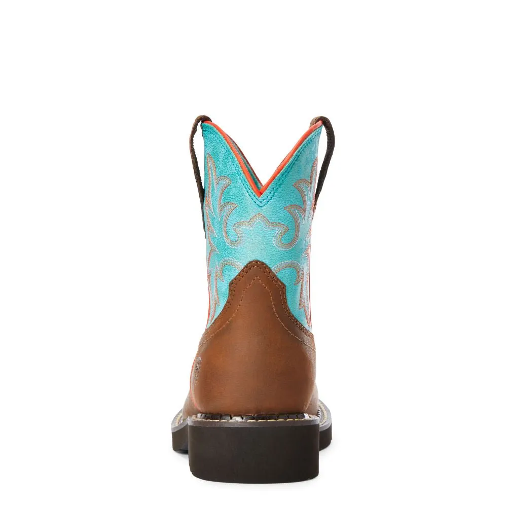 'Ariat' Youth 6" Cowpoke Fatbaby Western - Dark Brown / Turquoise