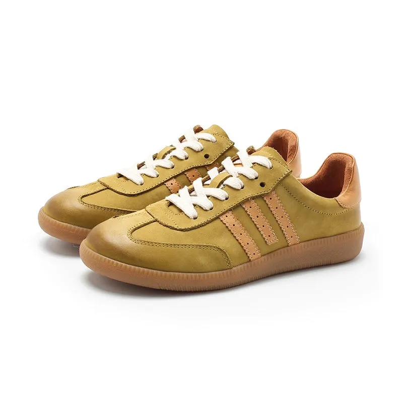 Army Trainer Nubuck Leather Low-top Sneakers for Women With Stripes in 5 colors