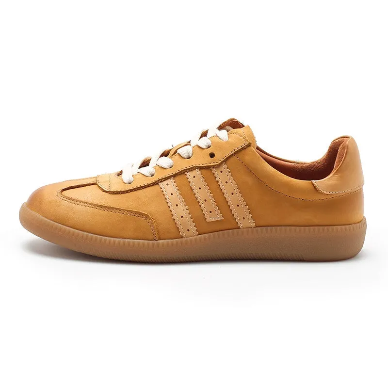 Army Trainer Nubuck Leather Low-top Sneakers for Women With Stripes in 5 colors