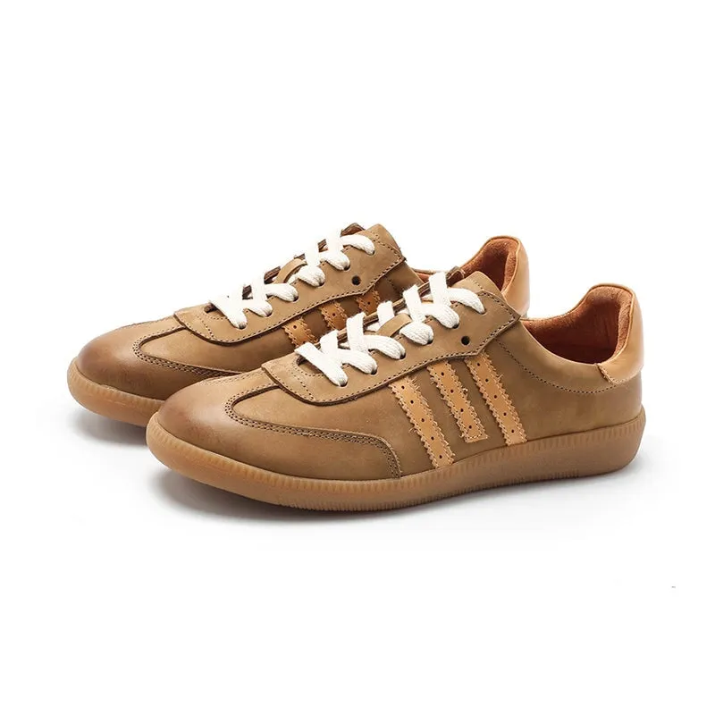 Army Trainer Nubuck Leather Low-top Sneakers for Women With Stripes in 5 colors