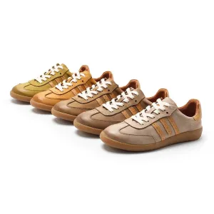 Army Trainer Nubuck Leather Low-top Sneakers for Women With Stripes in 5 colors