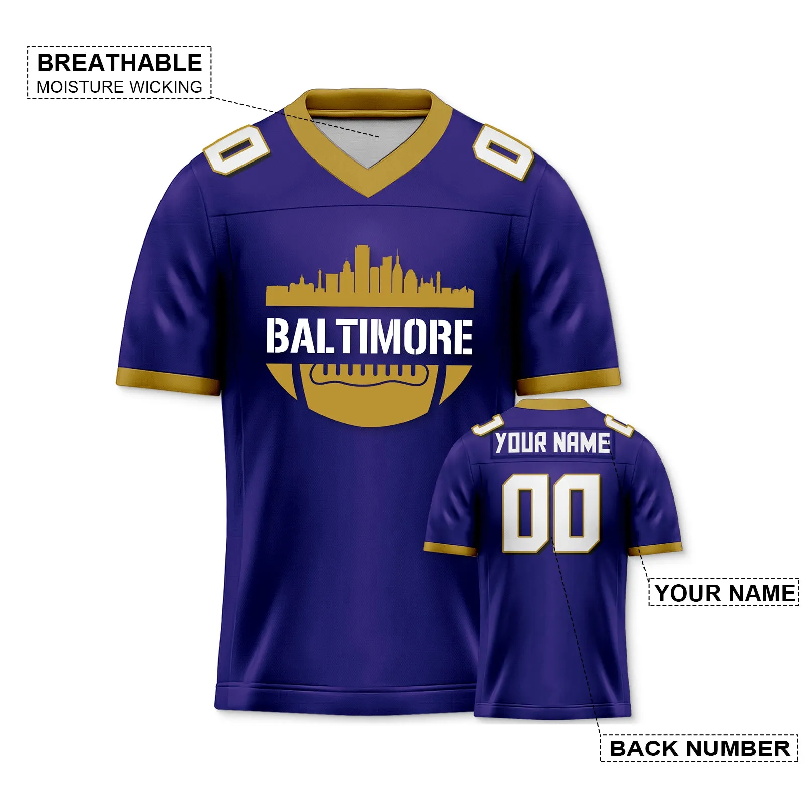 Baltimore Ravens City Custom Football Jersey for Men Women Youth Personalized Name Number Sports Apparel Shirts for Fans Gifts