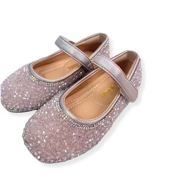 Bead Stone Flat Shoes - Pink