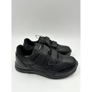 Big Kid Size 2, All Black Sneakers, with Straps and a Black Outsole