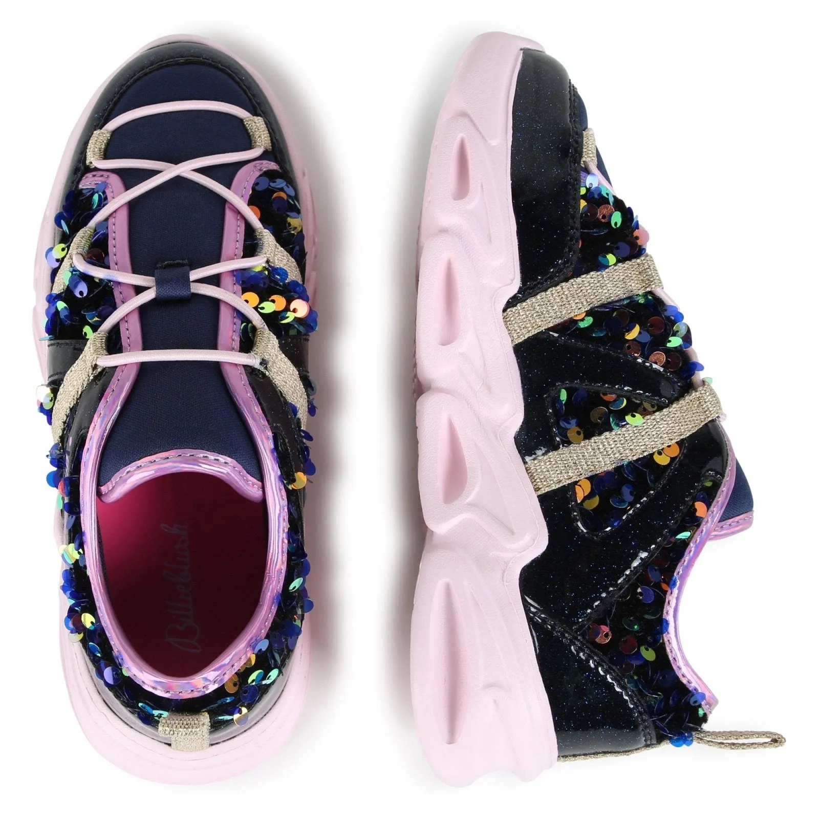 Billieblush Girls Navy Glitter Light Up Sneakers