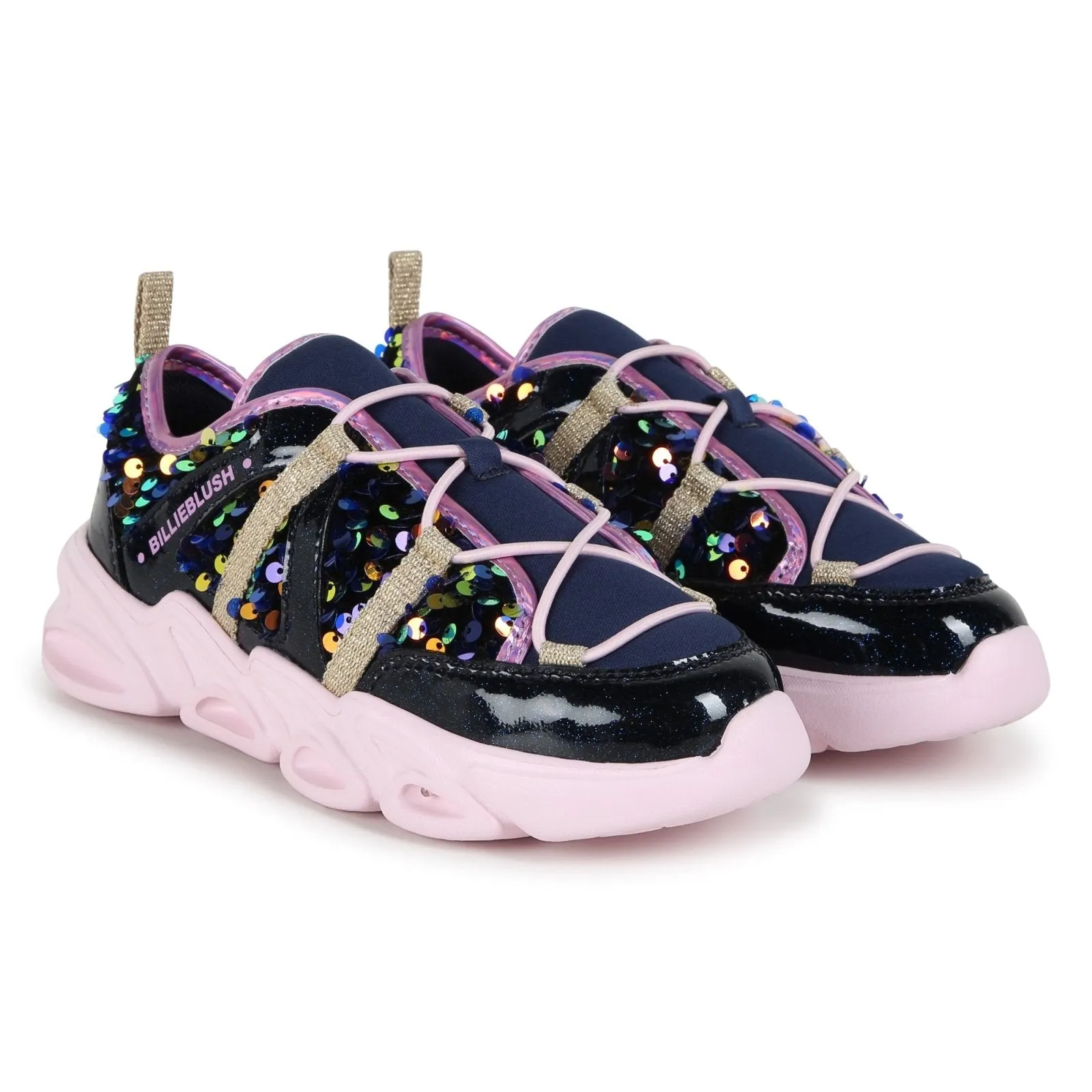 Billieblush Girls Navy Glitter Light Up Sneakers