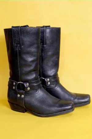 Black Leather Biker Boots