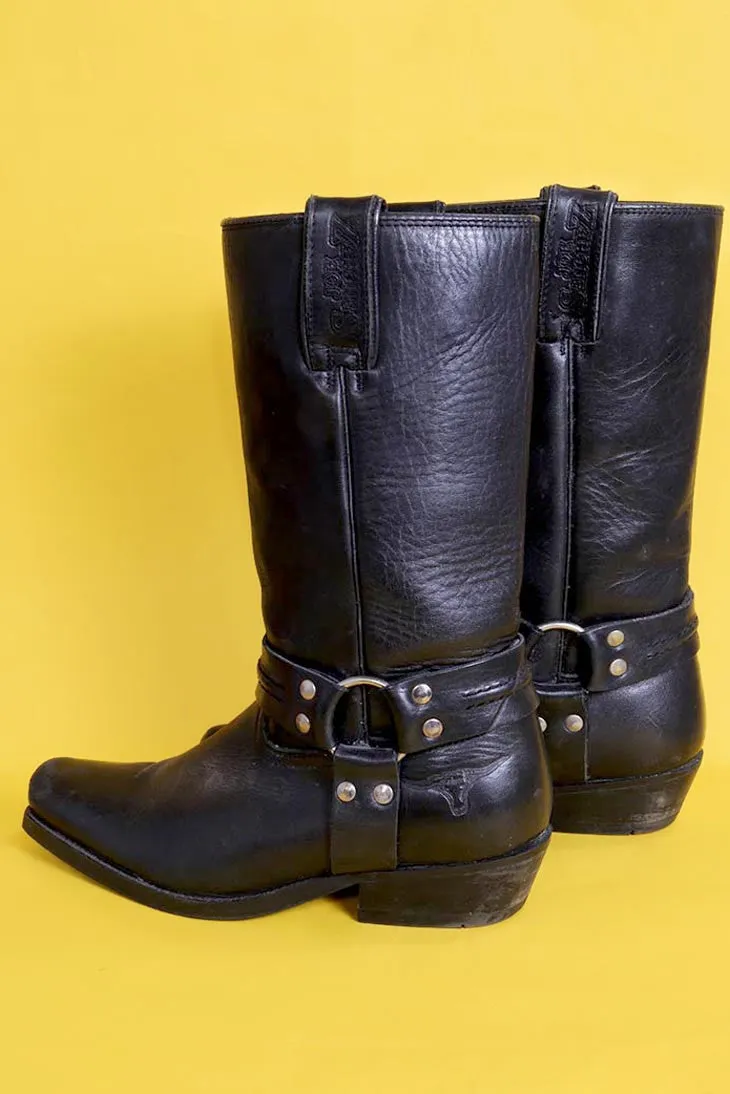 Black Leather Biker Boots