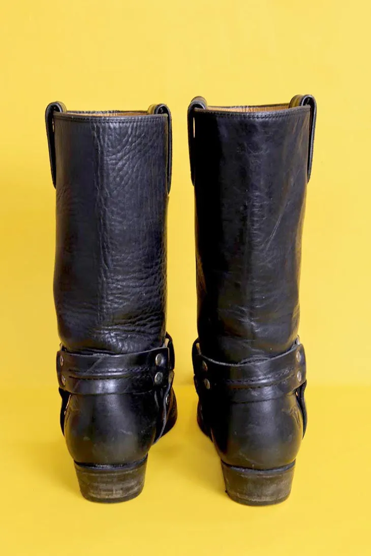 Black Leather Biker Boots