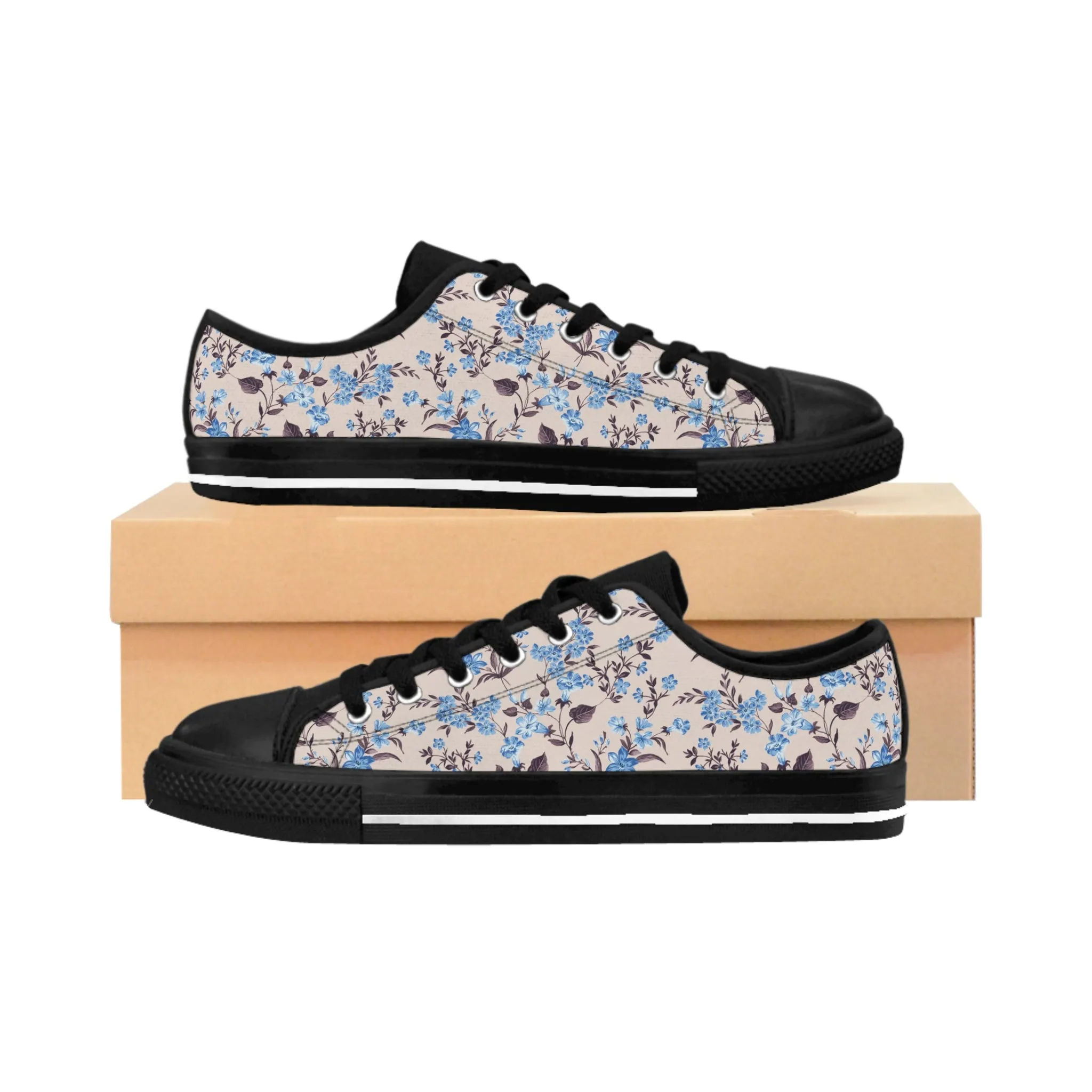 Blue Leaf Flower Women's Sneakers