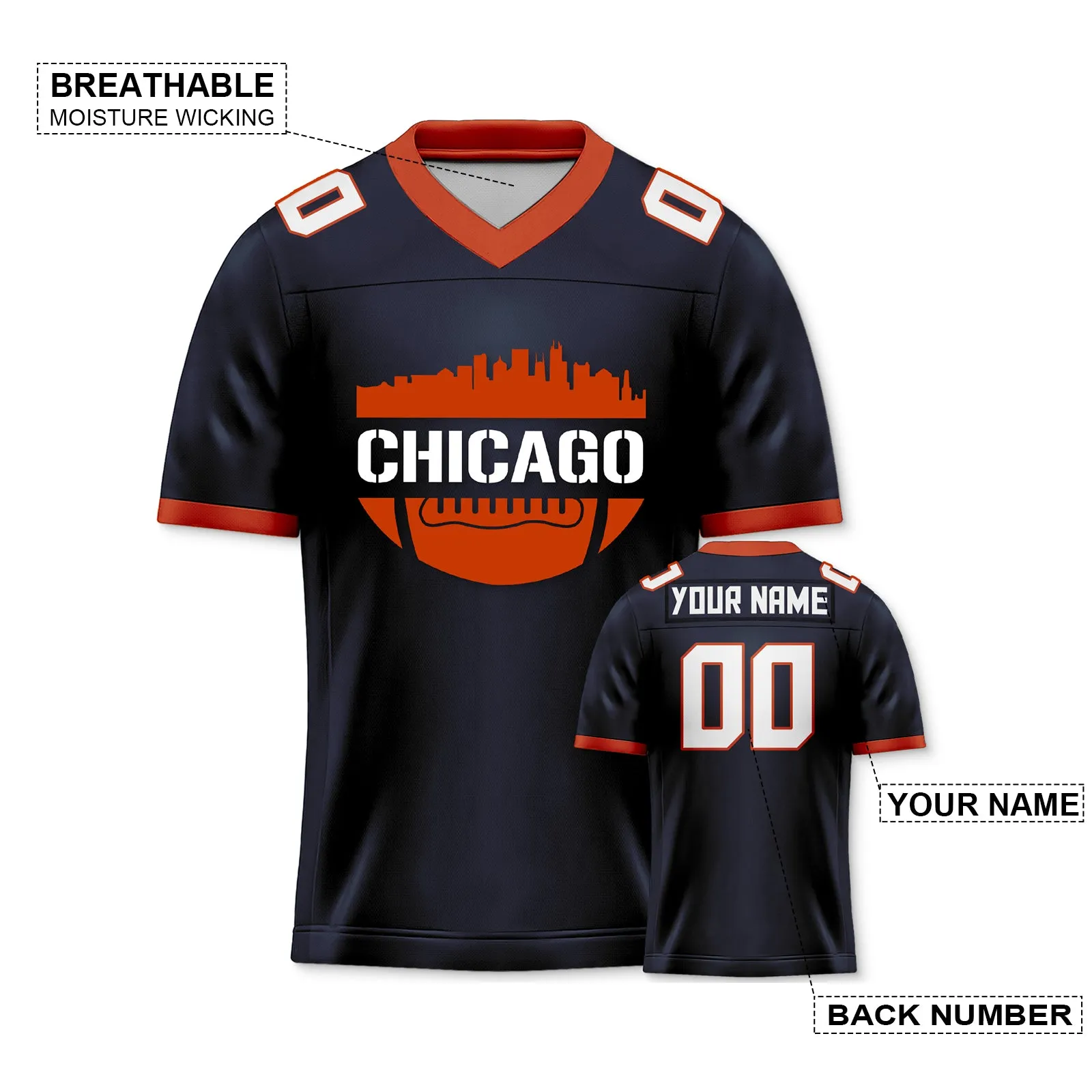 Chicago Bears City Custom Football Jersey for Men Women Youth Personalized Name Number Sports Apparel Shirts for Fans Gifts