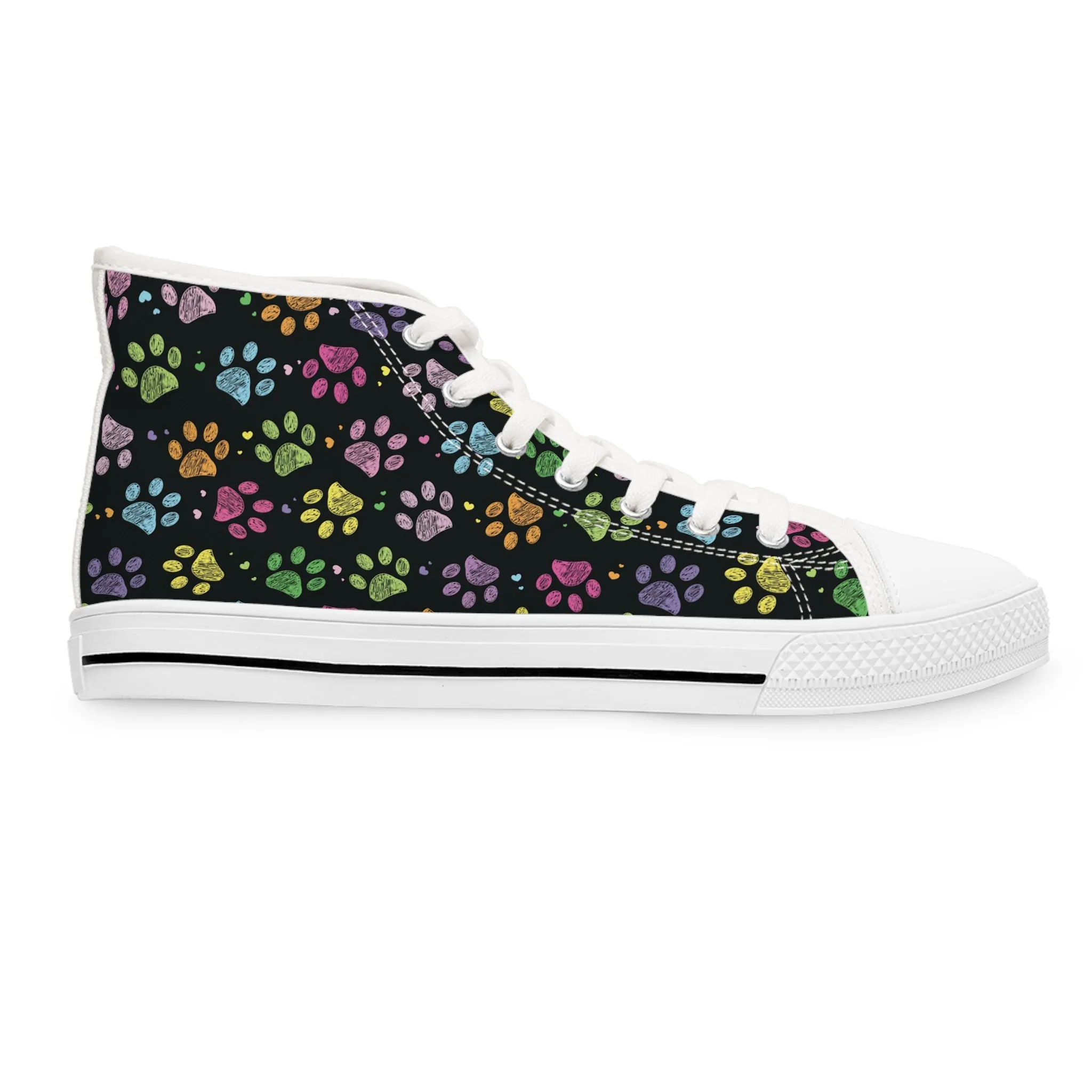 Colored Dog Paw Feet Women's High Top Sneakers