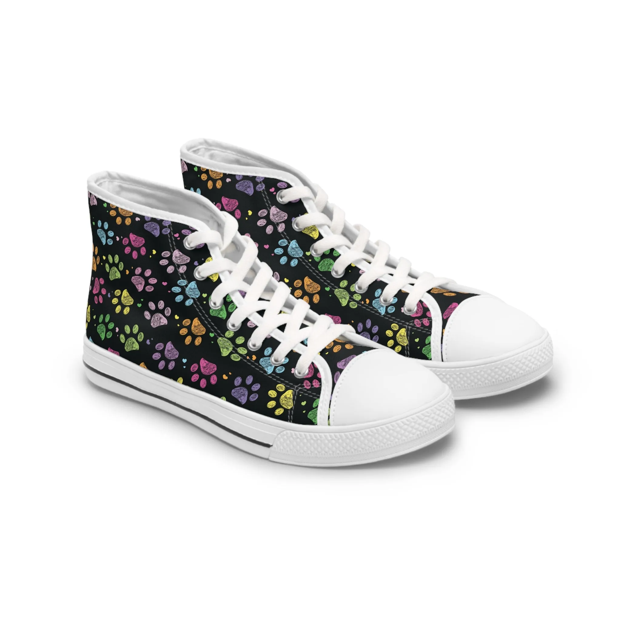 Colored Dog Paw Feet Women's High Top Sneakers