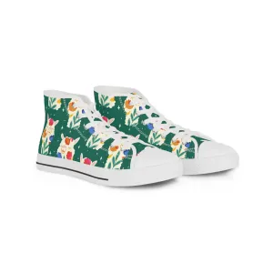 Colorful Floral Llama Men's High Top Sneakers