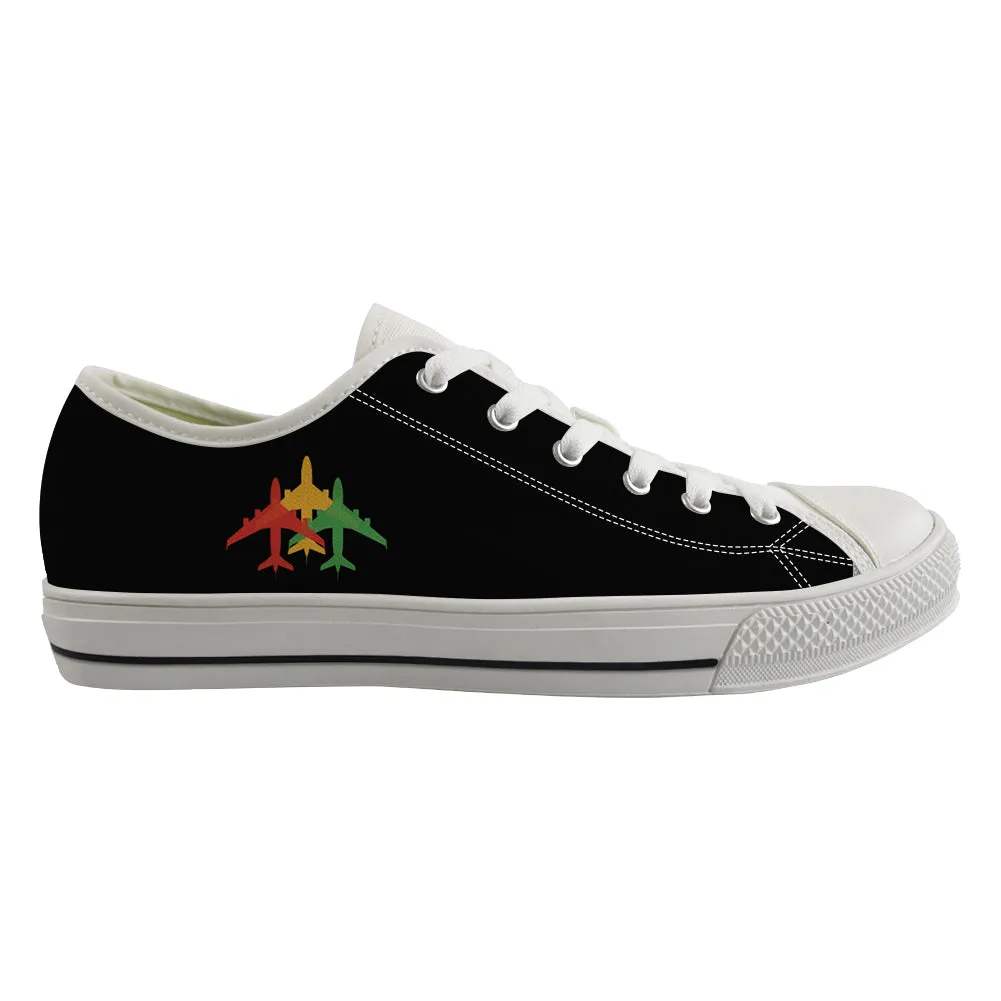 Colourful 3 Airplanes Designed Canvas Shoes (Men)