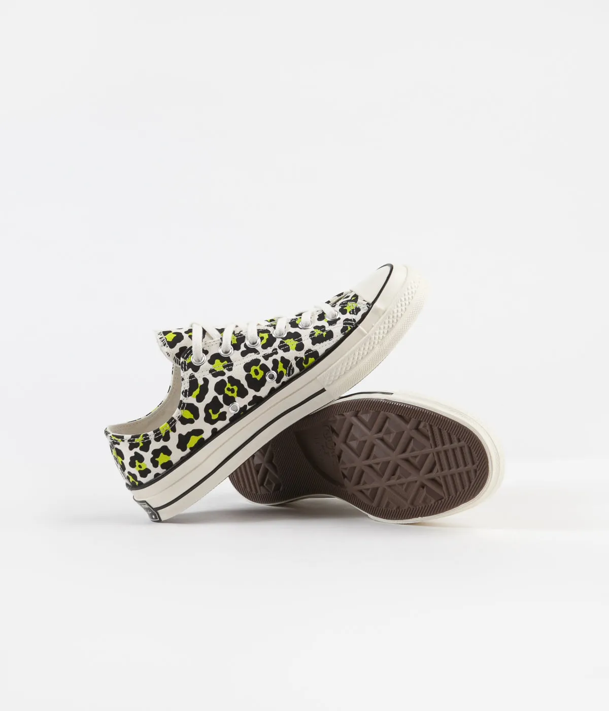 Converse CTAS 70's Ox Archive Print Shoes - Egret / Black / Bold Lime