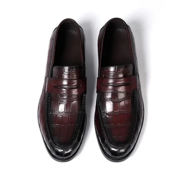 Crocodile Pattern Leather Casual Loafers