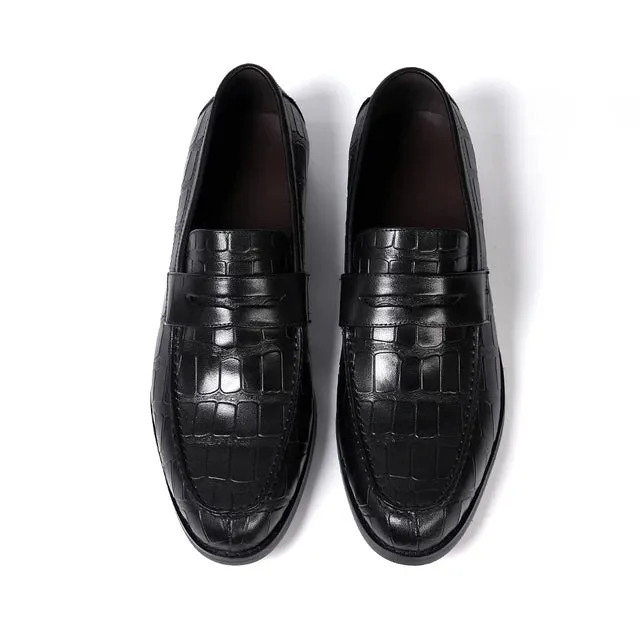 Crocodile Pattern Leather Casual Loafers