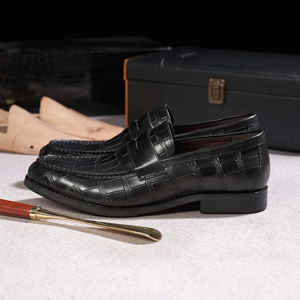 Crocodile Pattern Leather Casual Loafers