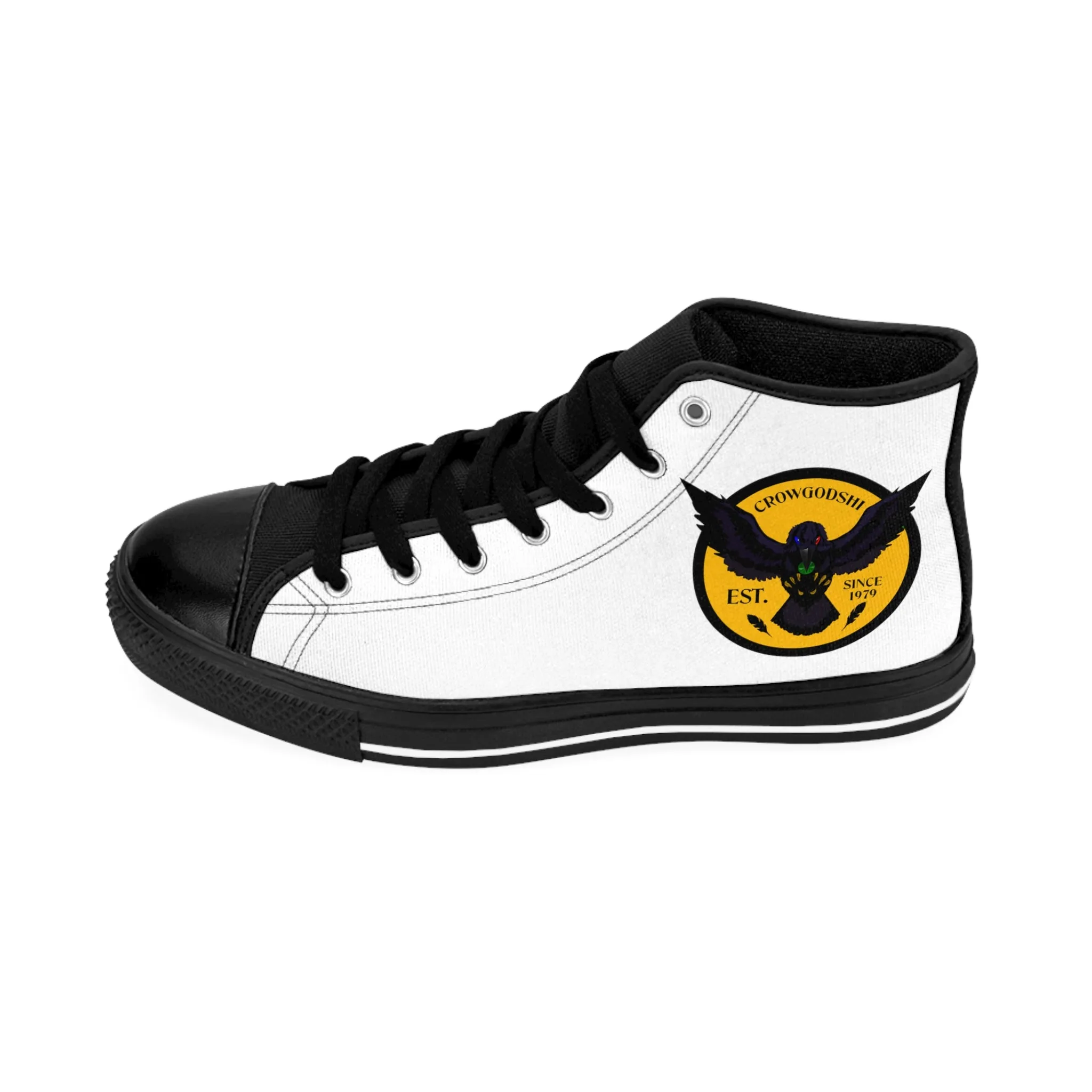 Crowgodshi 2nd Gen. High-Tops, White on White w/ GOLD LOGO