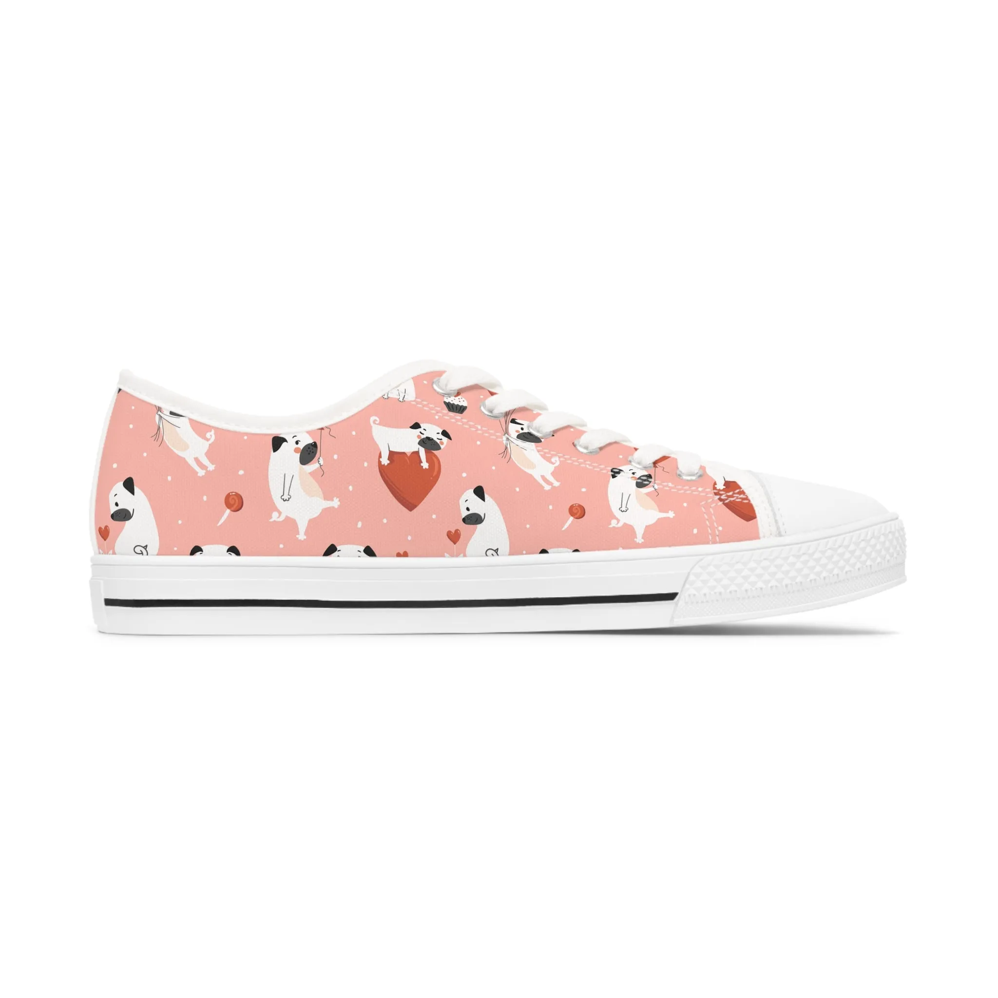 Cute Dog Heart Pattern Women's Low Top Sneakers