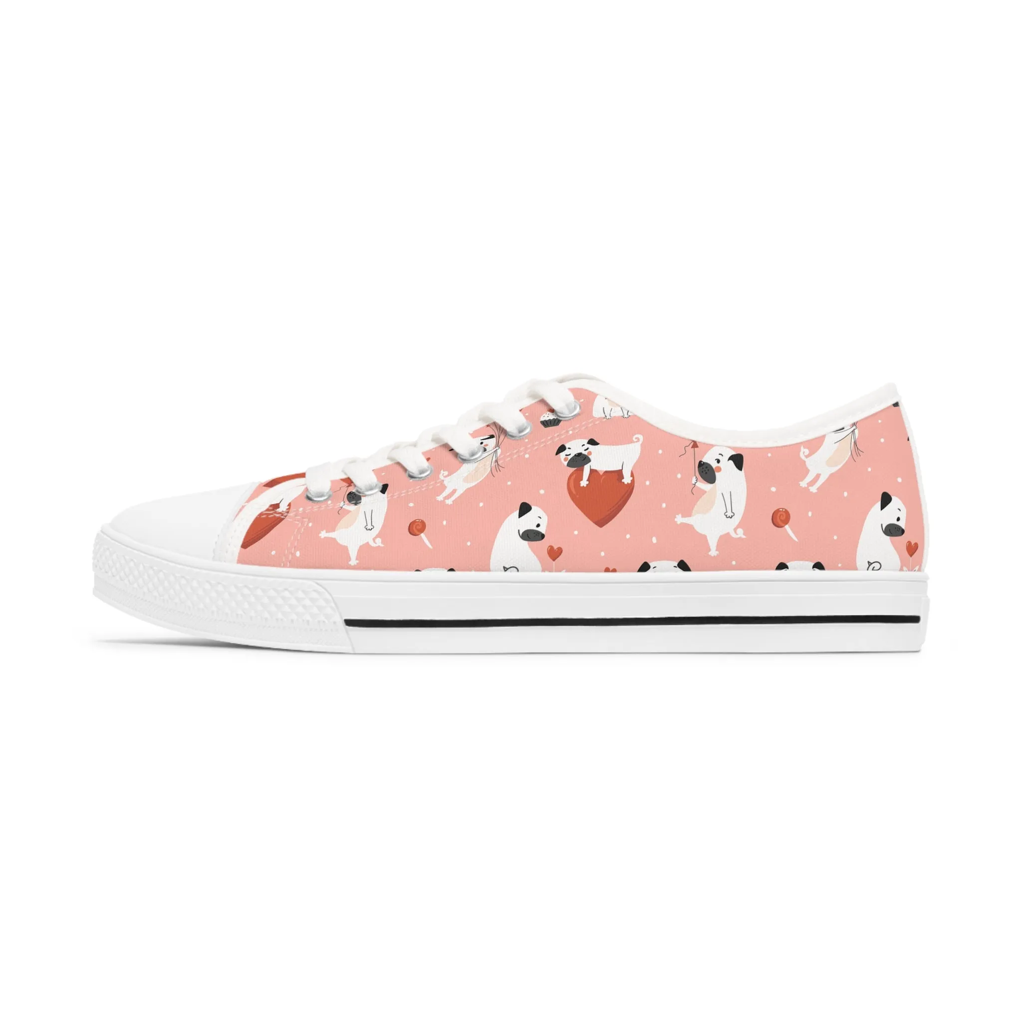 Cute Dog Heart Pattern Women's Low Top Sneakers