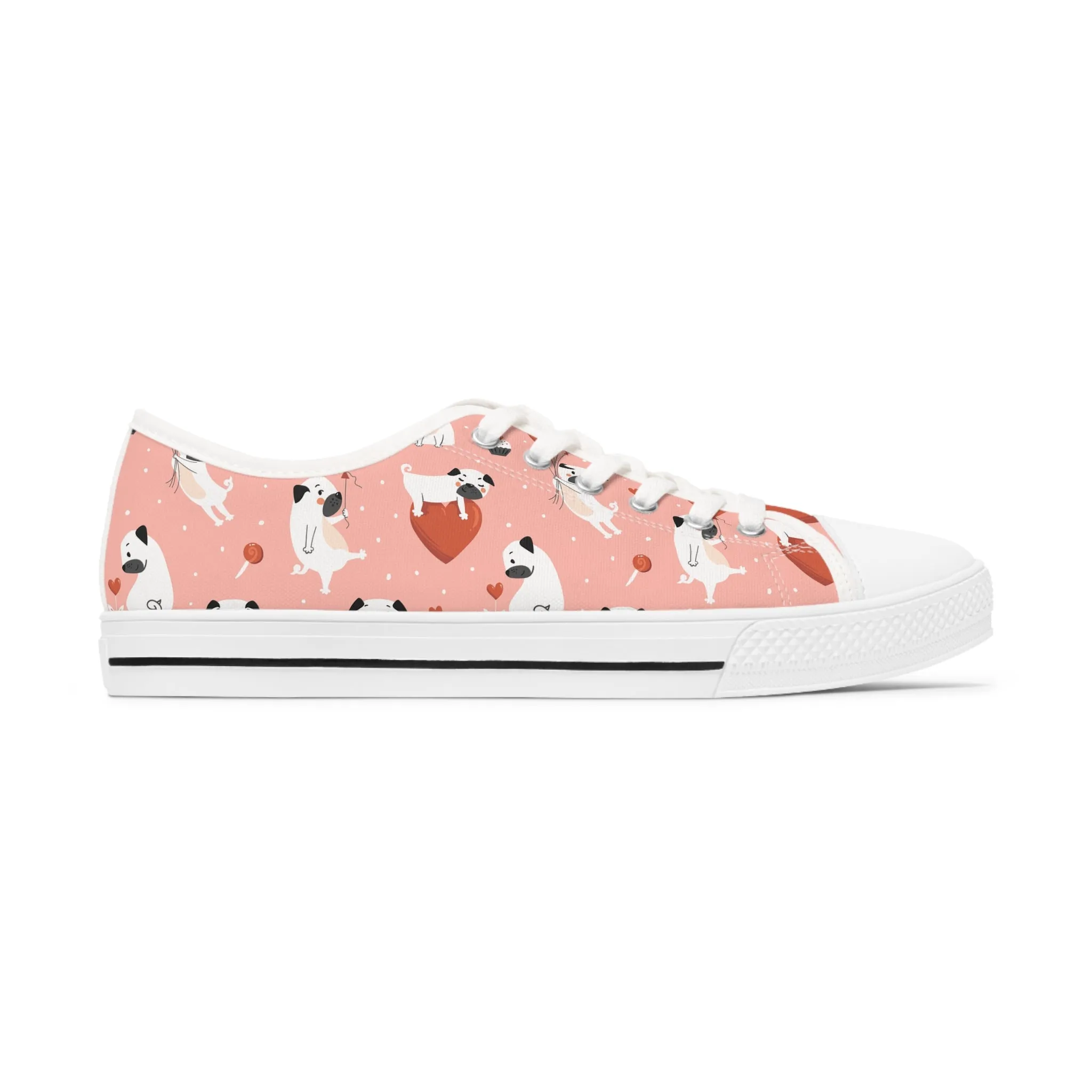 Cute Dog Heart Pattern Women's Low Top Sneakers