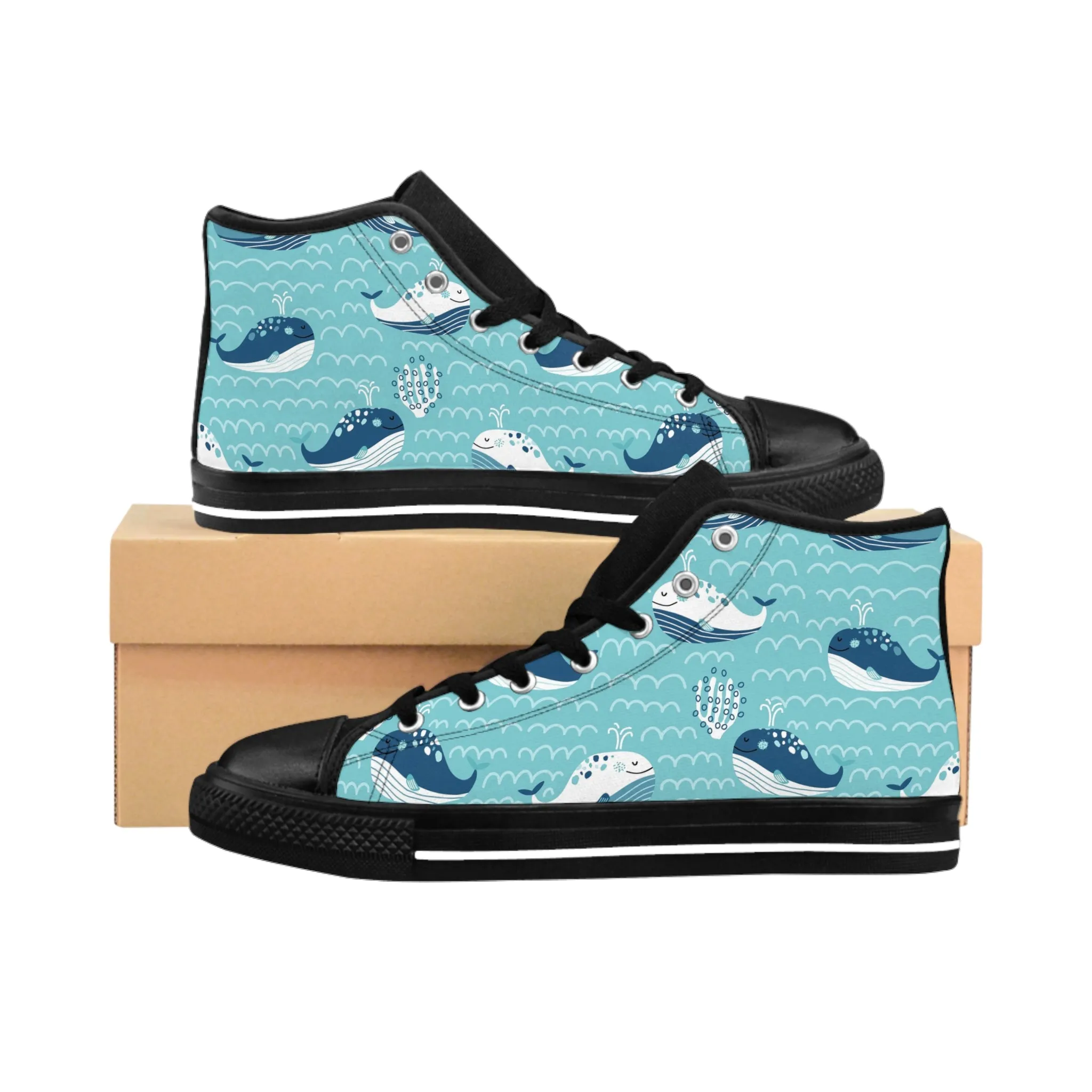 Cute Whales and Sea Women's Classic Sneakers