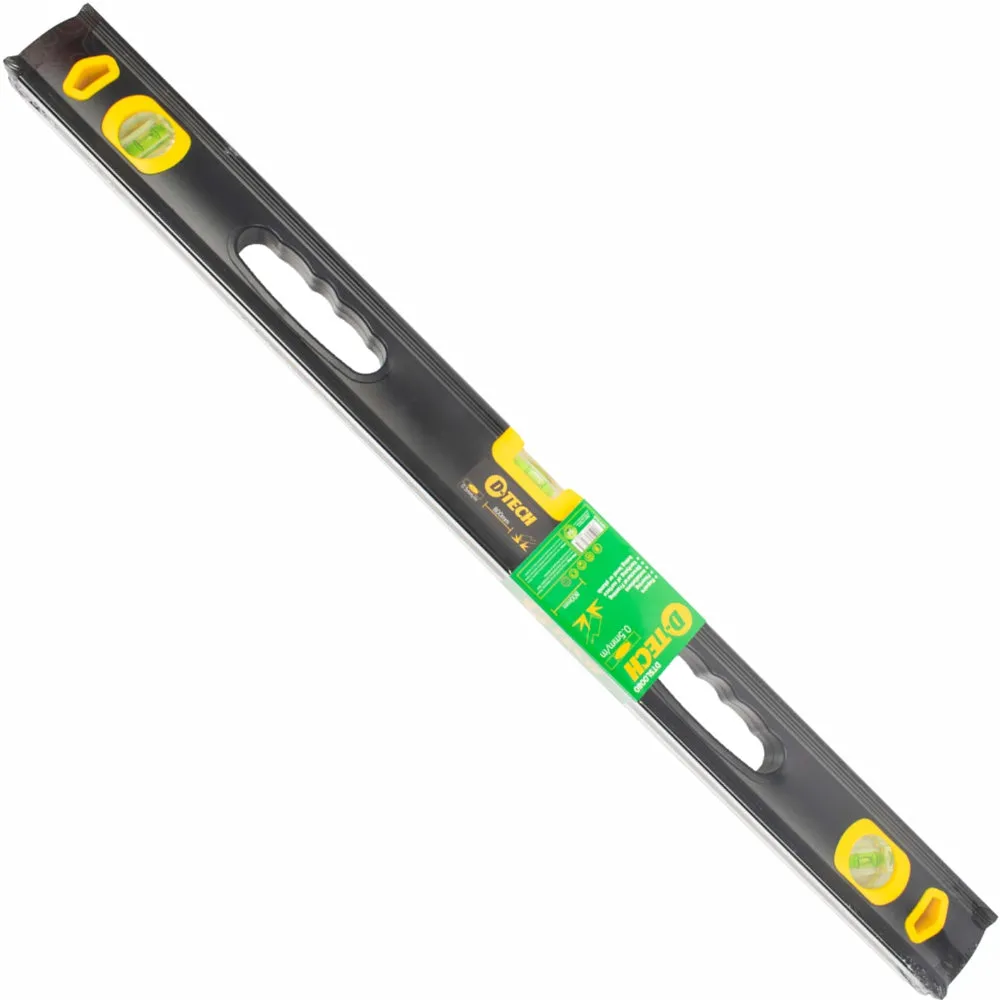 D-Tech Spirit Level Beam 800mm X 1.6mm 3 X Vial 0.5mm Accur. Alum. DTSl0080