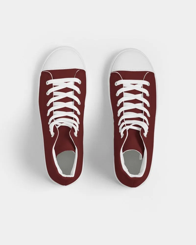 Dark Red Men's High-top Canvas Sneakers | Men's | Dark Pure Red | C0M100Y100K80