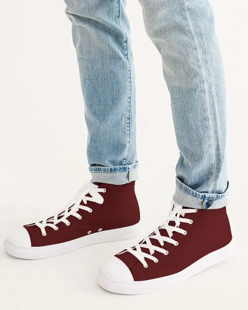 Dark Red Men's High-top Canvas Sneakers | Men's | Dark Pure Red | C0M100Y100K80