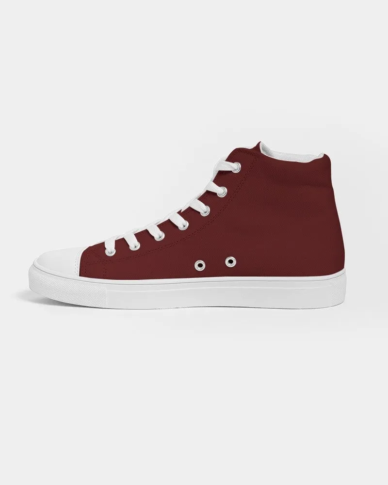 Dark Red Men's High-top Canvas Sneakers | Men's | Dark Pure Red | C0M100Y100K80