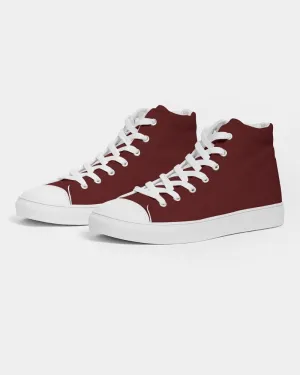 Dark Red Men's High-top Canvas Sneakers | Men's | Dark Pure Red | C0M100Y100K80