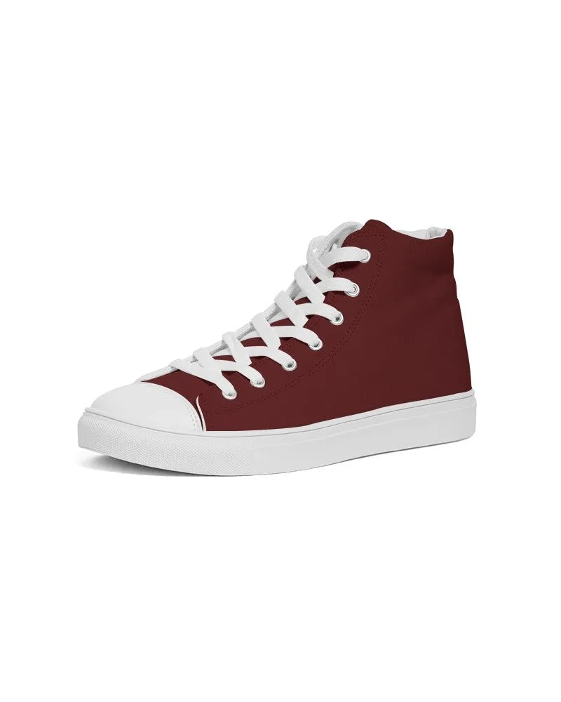 Dark Red Men's High-top Canvas Sneakers | Men's | Dark Pure Red | C0M100Y100K80