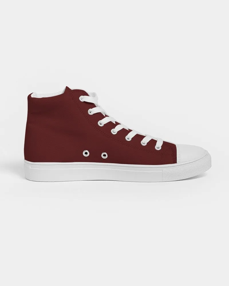 Dark Red Men's High-top Canvas Sneakers | Men's | Dark Pure Red | C0M100Y100K80