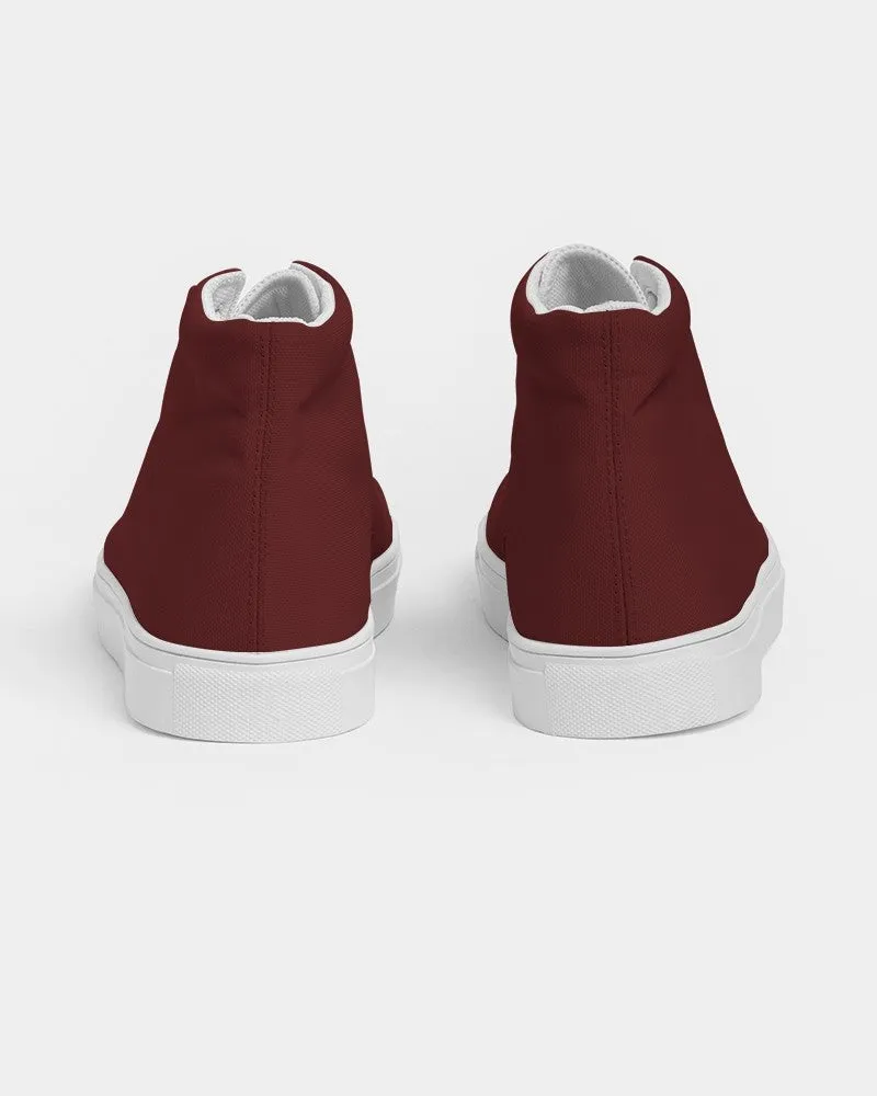 Dark Red Men's High-top Canvas Sneakers | Men's | Dark Pure Red | C0M100Y100K80