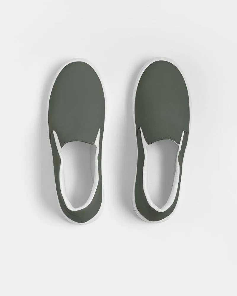 Dark Warm Green Slip-On Canvas Sneakers | Women's | Dark Pale Pastel Warm Green | C15M0Y30K80