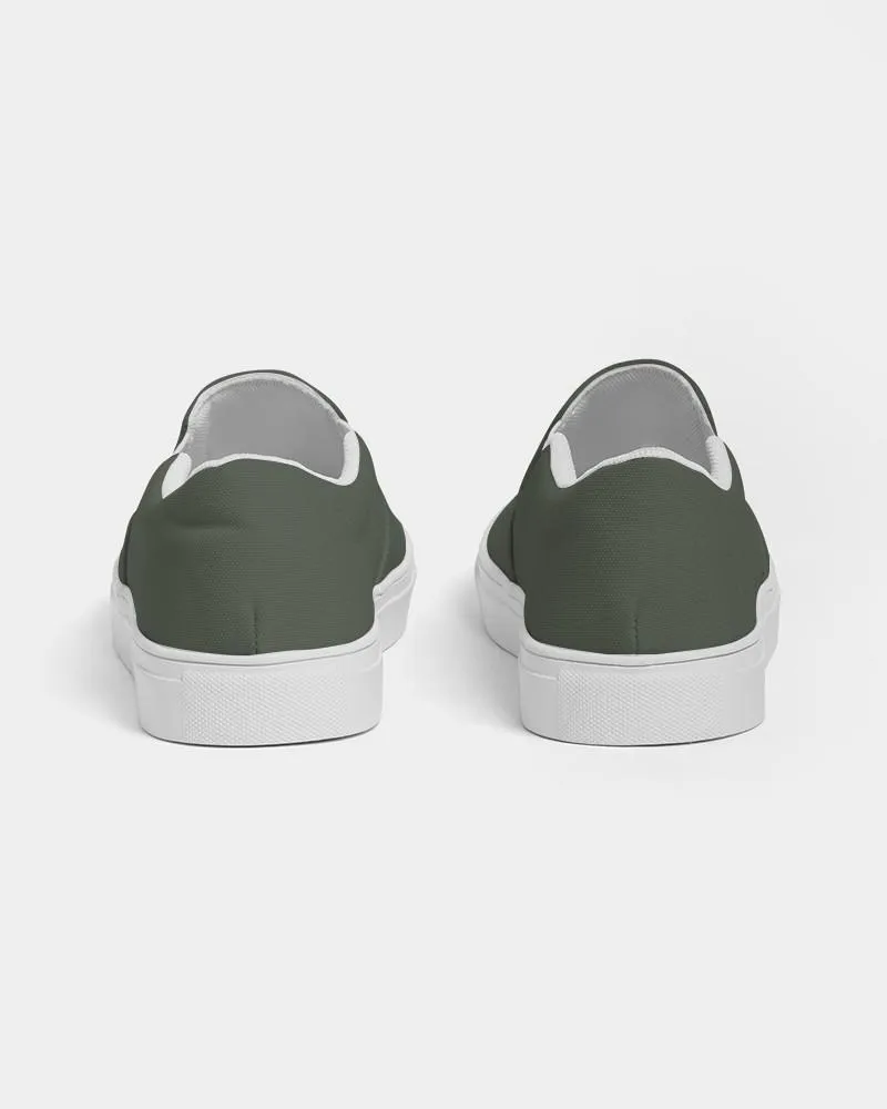 Dark Warm Green Slip-On Canvas Sneakers | Women's | Dark Pale Pastel Warm Green | C15M0Y30K80