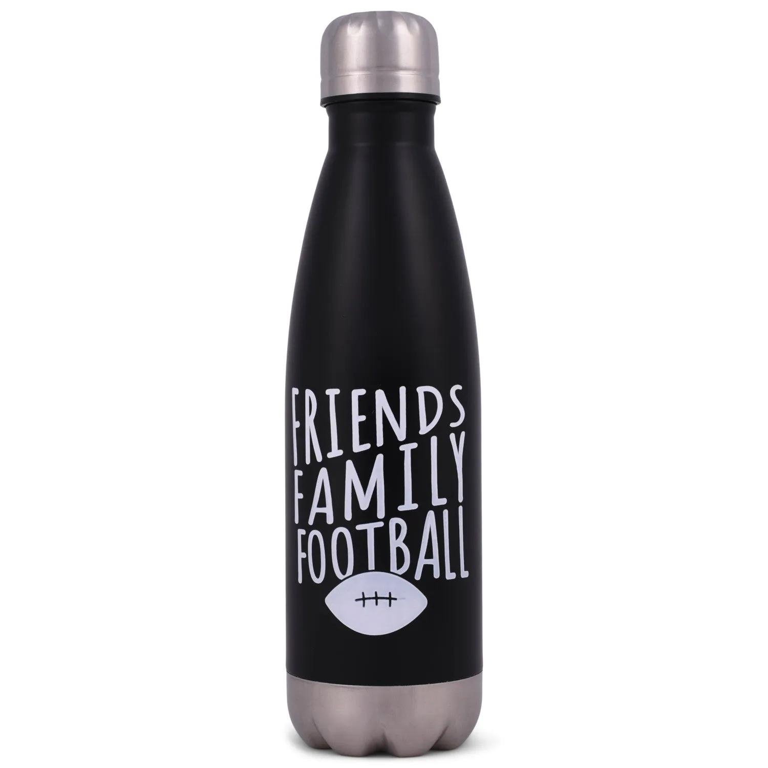 Elanze Designs Friends Family Football Black 17 ounce Stainless Steel Sports Water Bottle