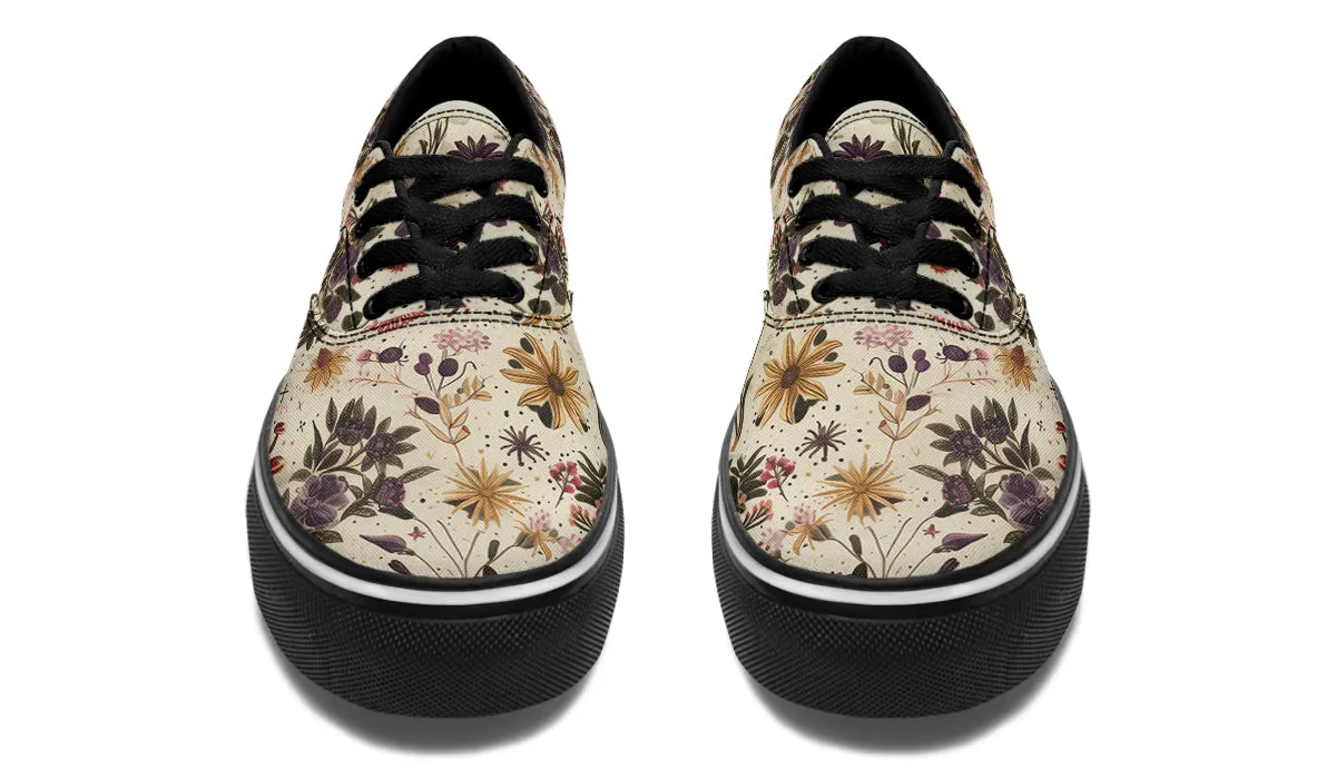 Enchanted Blossoms Street Sneakers - Premium Vegan Canvas Sneakers with Durable Waffle Soles